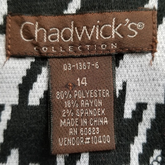 Chadwick's Black Gray Houndstooth Tunic Shift Dress‎ Size 14 - Picture 9 of 10